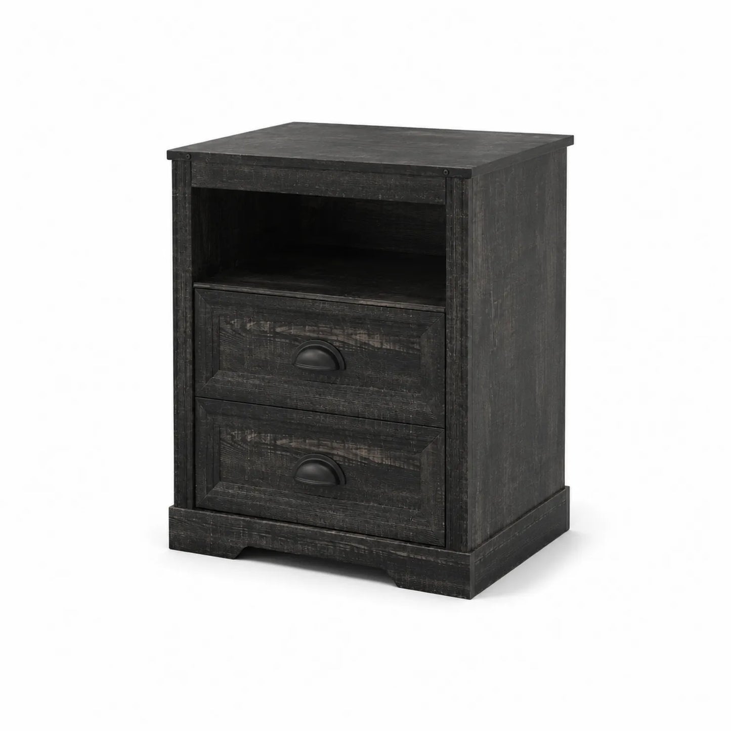 Nachttisch mit 2 Schubladen Schwarz 56x40x30 cm Holz