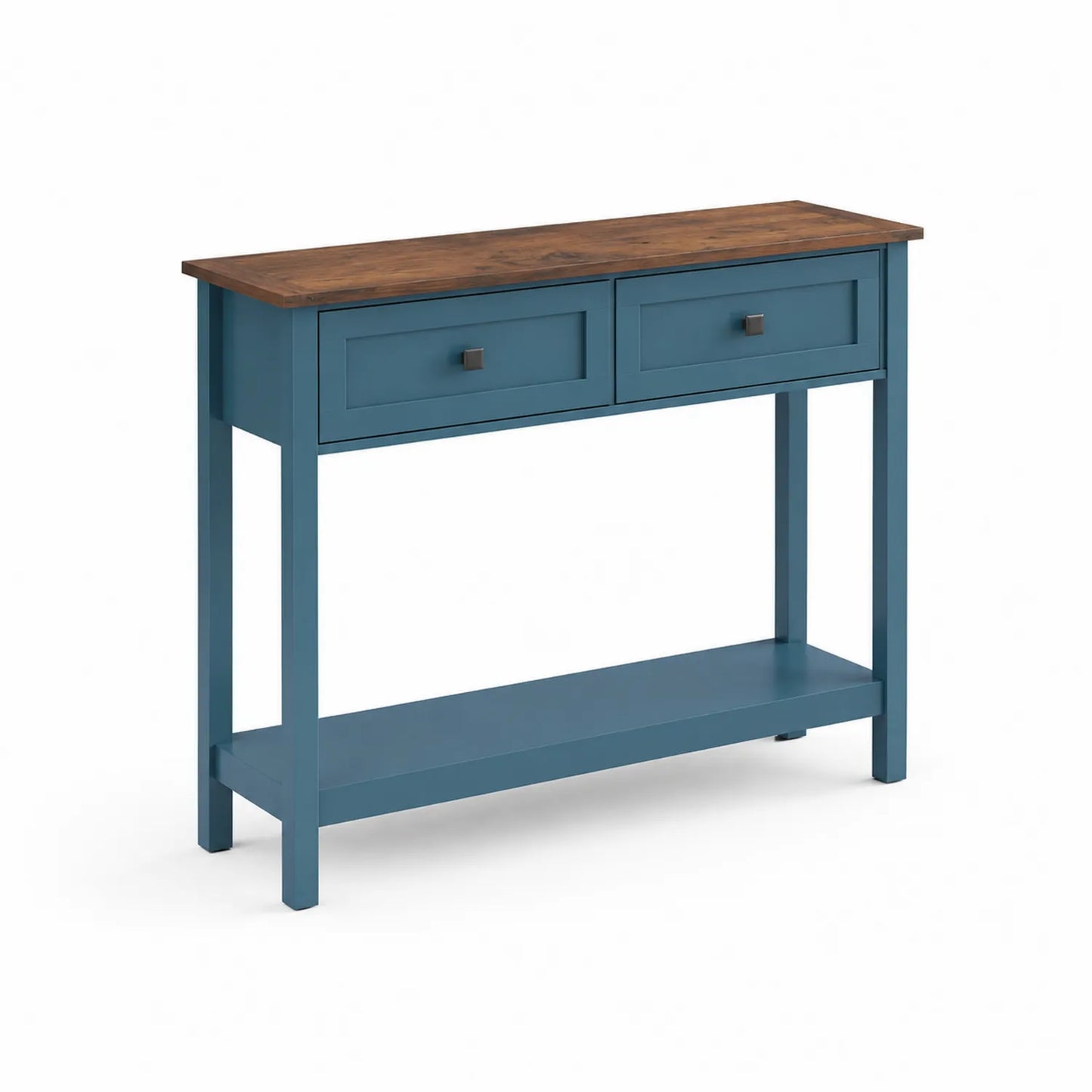 Konsolentisch mit 2 Schubladen Holzplatte Blau