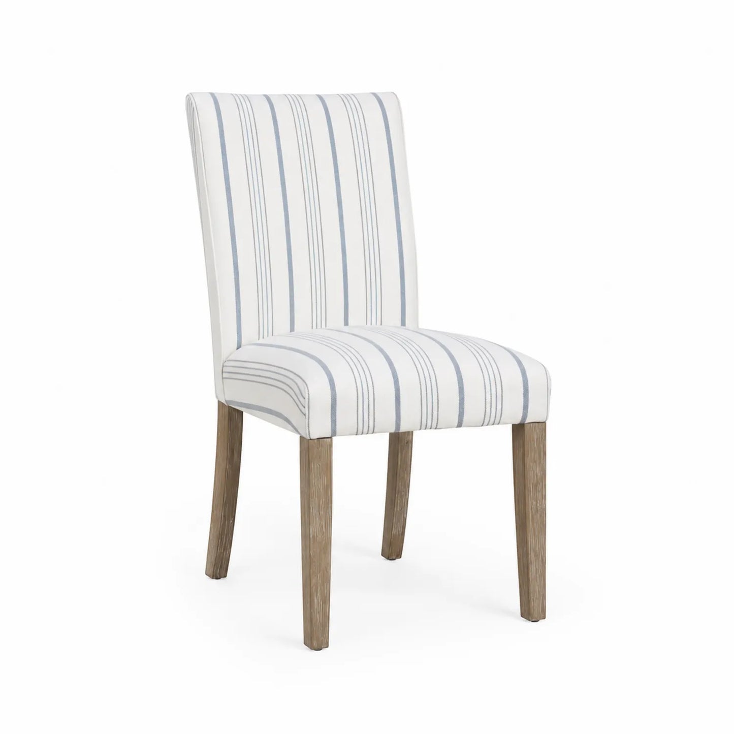 Esszimmerstuhl mit Streifenmuster, Polyester, Eichenbeine, Weiß/Blau