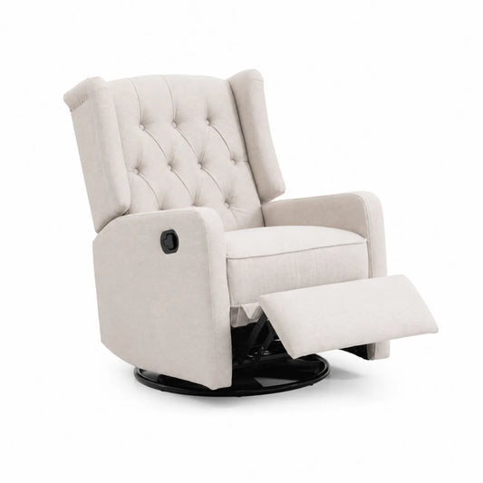 Verstellbarer Leinenstoff-Sessel Beige 100x80x90 cm